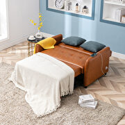 Brown pu leather convertible sleeper bed with dual usb ports by La Spezia additional picture 12
