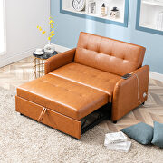Brown pu leather convertible sleeper bed with dual usb ports by La Spezia additional picture 15