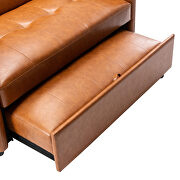 Brown pu leather convertible sleeper bed with dual usb ports by La Spezia additional picture 16