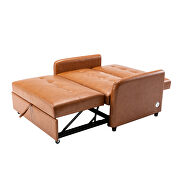Brown pu leather convertible sleeper bed with dual usb ports by La Spezia additional picture 6