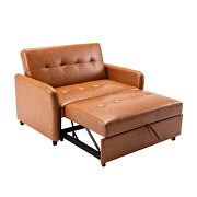 Brown pu leather convertible sleeper bed with dual usb ports by La Spezia additional picture 10