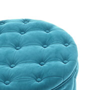 Classic button tufted blue velvet round ottoman with storage by La Spezia additional picture 7