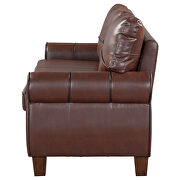 Dark brown pu leather upholstery mid-century sofa by La Spezia additional picture 12