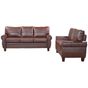Dark brown pu leather upholstery mid-century sofa by La Spezia additional picture 9