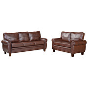 Dark brown pu leather upholstery mid-century loveseat by La Spezia additional picture 2