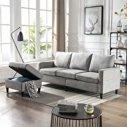 Gray linen sectional sofa with handy side by La Spezia additional picture 4