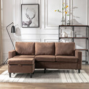 Brown linen sectional sofa with handy side by La Spezia additional picture 12