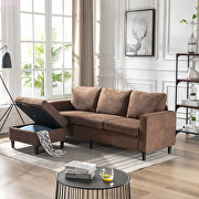 Brown linen sectional sofa with handy side by La Spezia additional picture 8