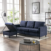 Blue linen sectional sofa with handy side by La Spezia additional picture 12