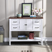 White/ brown farmhouse inspired wood frame console table by La Spezia additional picture 2