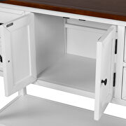White/ brown farmhouse inspired wood frame console table by La Spezia additional picture 8