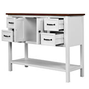 White/ brown farmhouse inspired wood frame console table by La Spezia additional picture 9