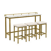 Modern 4-piece counter height extra long console dining table set with 3 fabric stools in gold/ beige by La Spezia additional picture 2