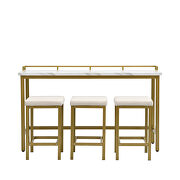 Modern 4-piece counter height extra long console dining table set with 3 fabric stools in gold/ beige by La Spezia additional picture 12