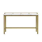 Modern 4-piece counter height extra long console dining table set with 3 fabric stools in gold/ beige by La Spezia additional picture 8