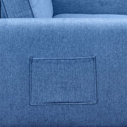 Blue linen fabric convertible sleeper sofa bed with usb port by La Spezia additional picture 14