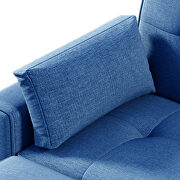 Blue linen fabric convertible sleeper sofa bed with usb port by La Spezia additional picture 3