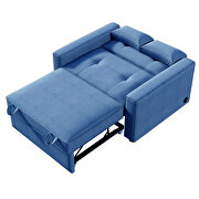 Blue linen fabric convertible sleeper sofa bed with usb port by La Spezia additional picture 7