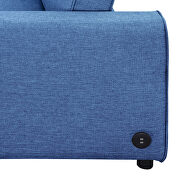 Blue linen fabric convertible sleeper sofa bed with usb port by La Spezia additional picture 10
