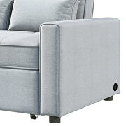 Gray linen fabric convertible sleeper sofa bed with usb port by La Spezia additional picture 11