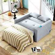 Gray linen fabric convertible sleeper sofa bed with usb port by La Spezia additional picture 4