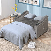 Brown velvet convertible sleeper bed with dual usb ports by La Spezia additional picture 14