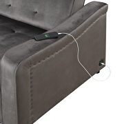Brown velvet convertible sleeper bed with dual usb ports by La Spezia additional picture 7