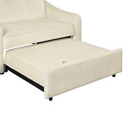 Cream white velvet convertible sleeper bed with dual usb ports by La Spezia additional picture 11