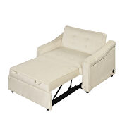 Cream white velvet convertible sleeper bed with dual usb ports by La Spezia additional picture 13