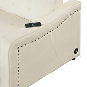 Cream white velvet convertible sleeper bed with dual usb ports by La Spezia additional picture 18