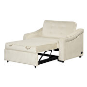 Cream white velvet convertible sleeper bed with dual usb ports by La Spezia additional picture 7