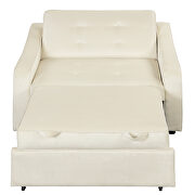 Cream white velvet convertible sleeper bed with dual usb ports by La Spezia additional picture 8