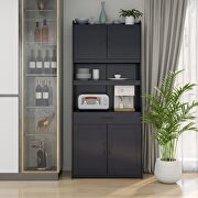 Onebody style storage buffet with doors and adjustable shelves in black by La Spezia additional picture 5