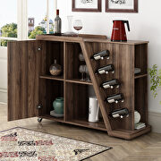 Kitchen island cart on wheels with adjustable shelf and 5 wine holders in brown by La Spezia additional picture 11
