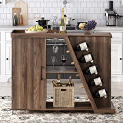 Kitchen island cart on wheels with adjustable shelf and 5 wine holders in brown by La Spezia additional picture 9
