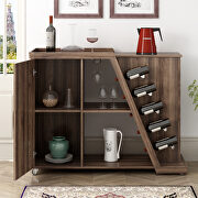 Kitchen island cart on wheels with adjustable shelf and 5 wine holders in brown by La Spezia additional picture 10
