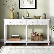 Antique white solid wood console table with 4 front storage drawers by La Spezia additional picture 2