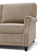 Camel velvet modern loveseat with nailhead decoration by La Spezia additional picture 2