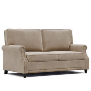 Camel velvet modern loveseat with nailhead decoration by La Spezia additional picture 4