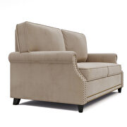 Camel velvet modern loveseat with nailhead decoration by La Spezia additional picture 5