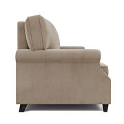 Camel velvet modern loveseat with nailhead decoration by La Spezia additional picture 8