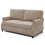 Camel velvet modern loveseat with nailhead decoration by La Spezia additional picture 9