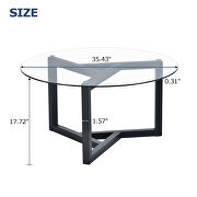 Tempered glass top and black wood base round coffee table by La Spezia additional picture 3