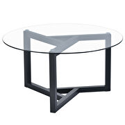Tempered glass top and black wood base round coffee table by La Spezia additional picture 5