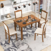 5-piece walnut wood dining table set with rectangular table and upholstered chairs by La Spezia additional picture 15