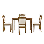 5-piece walnut wood dining table set with rectangular table and upholstered chairs by La Spezia additional picture 3