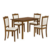 5-piece walnut wood dining table set with rectangular table and upholstered chairs by La Spezia additional picture 4