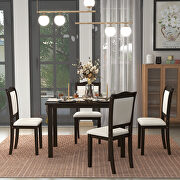 5-piece espresso wood dining table set with rectangular table and upholstered chairs by La Spezia additional picture 2