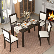 5-piece espresso wood dining table set with rectangular table and upholstered chairs by La Spezia additional picture 3