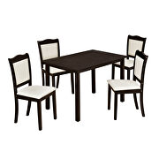 5-piece espresso wood dining table set with rectangular table and upholstered chairs by La Spezia additional picture 5